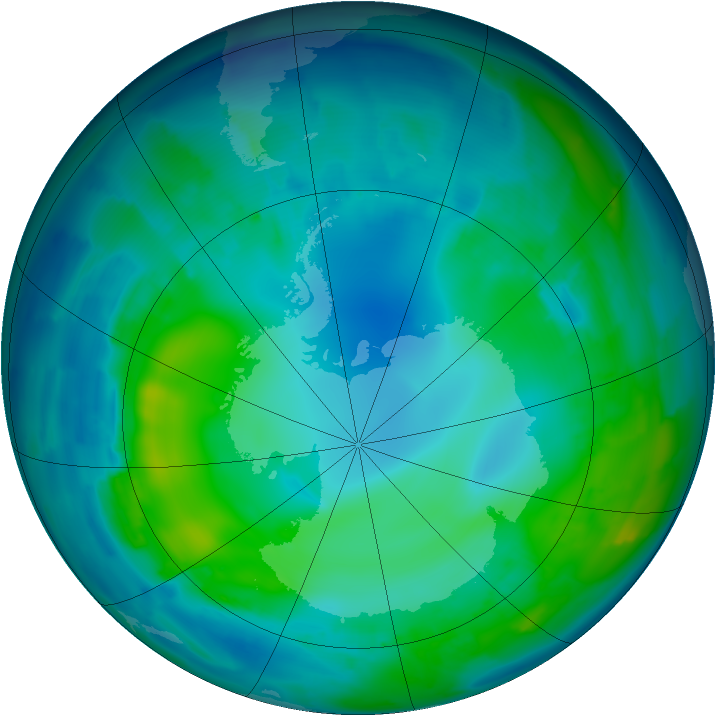 Antarctic ozone map for 08 May 2012